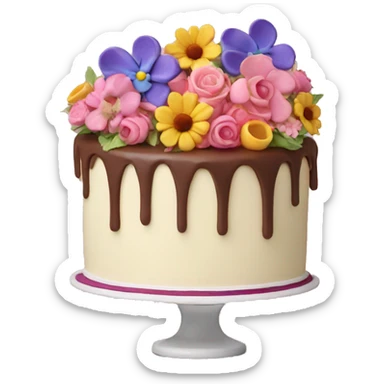 Anniversary Cake with flowers hears wine sticker