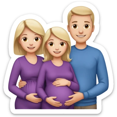 I want a couple. Only the wife is pregnant. There is only one pregnant women. Both the husband hand wife family are stand behind them. There is No kids sticker