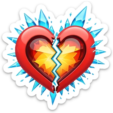 Two hearts colliding, energy burst at impact sticker