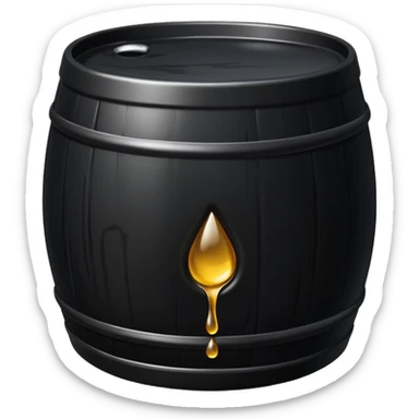 generate an ultra realistic black metal barrel without rust and with a black drop of oil on it sticker