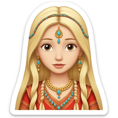 emoticon de una mujer rubia de pelo largo con vestimenta de india sticker
