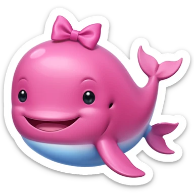 a pink wale with a bow sticker