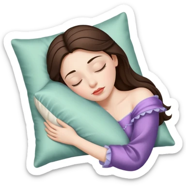 sleeping beauty brunette white girl with a silk pillow sticker