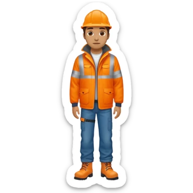 man in hi vis orange coat and jeans sticker