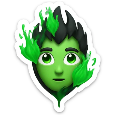 Black flame green Heart sticker