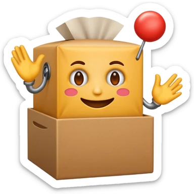 Create an emoji I DONT WANT IT TO BE A JACK IN THE BOX, imagine it is a round face with hands turning a jack in the box that isnt actually there sticker