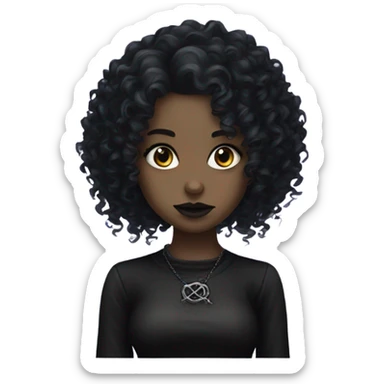 Goth girl curly hair sticker