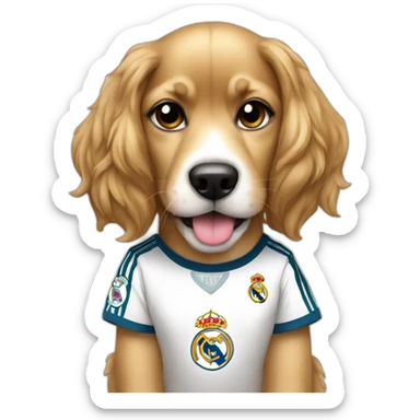 Cute girl dog with Real Madrid shirt sticker