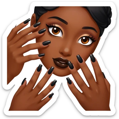 black nails being painted sticker