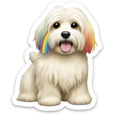 Cream colored havanese with RAINBOW dyed TAIL (NOT RAINBOW dyed EARS) sticker
