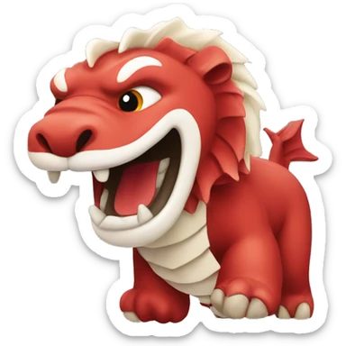 A happy red merlion sticker