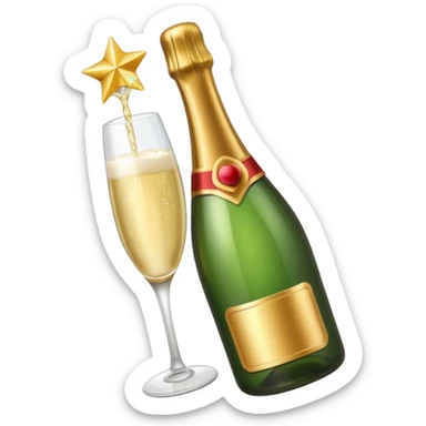 girl with Champagne bottle with party cap, only bottle. sticker