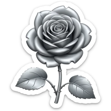 gray metal chrome rose, without green leaves, just flower sticker