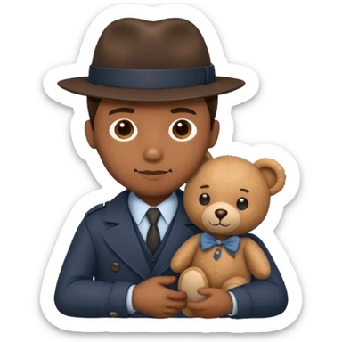 Detective with teddy bear toy  sticker