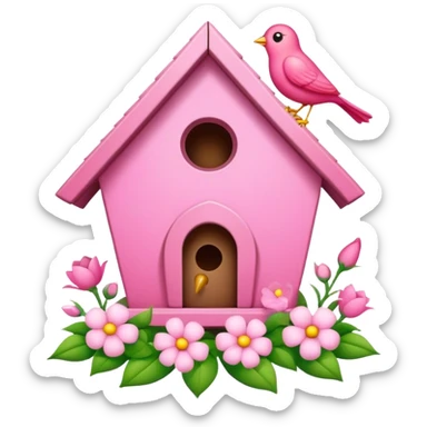pink bird's house with flower sticker