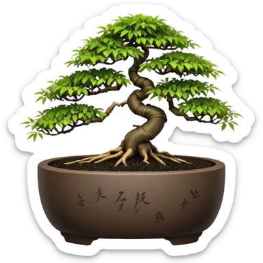 Shohin egg-shaped dark bamboo maple tree bonsai pot sticker