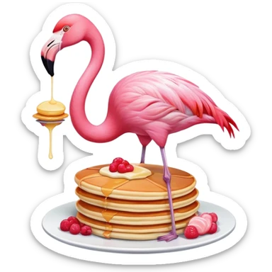 flamingo with a pancake sticker