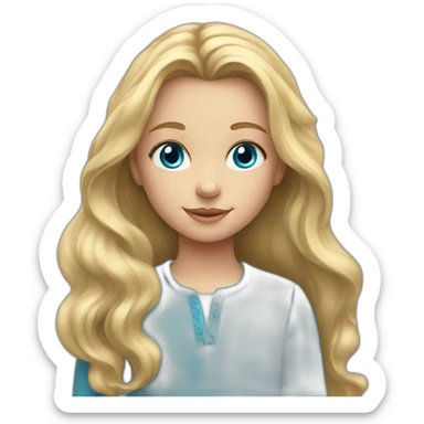 7 year old girl with long blonde hair and blue eyes sticker