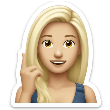 white blonde girl taking a selfie sticker