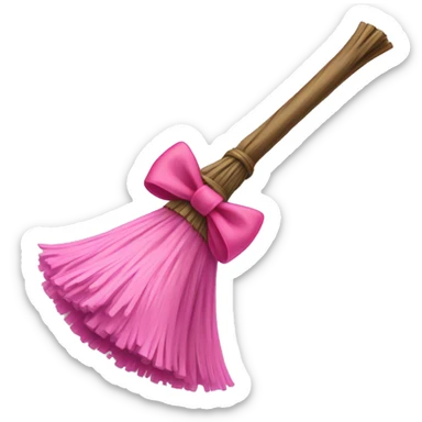 Witches broom with a pink bow sticker