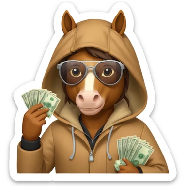 Horse Hood gangster with money sticker