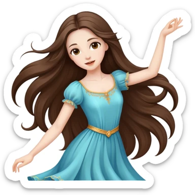  beautiful pale brunette girl with long hair dancing sticker