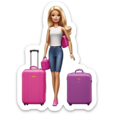 Fair complexion Barbie arriving with five suitcases   sticker