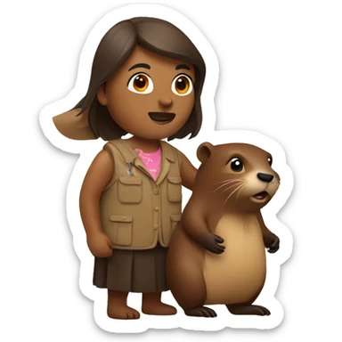 Beaver with a woman sticker