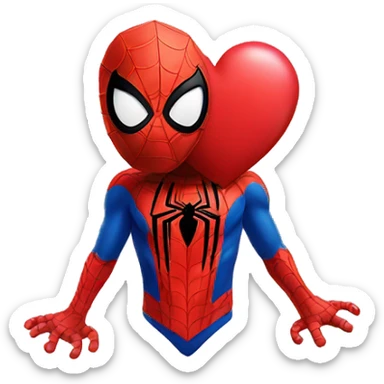 Spider man with a heart sticker