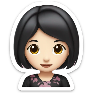 kuromi asian girl with black hair wearing a dress sticker