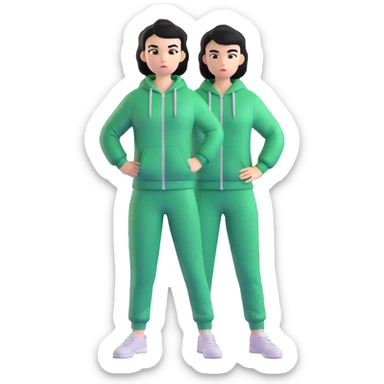 main character from Squid Game wearing green tracksuit, short black hair, determined expression, standing pose sticker