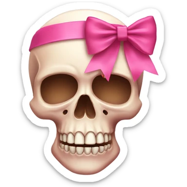 pink skull with pink bow sticker