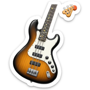 head of a electric bass guitar with 4 knobs sticker