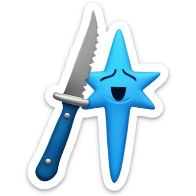 blue star with cute hairbow holding a knife sticker