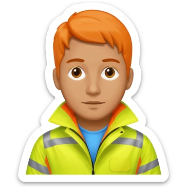 man in hi vis orange coat sticker