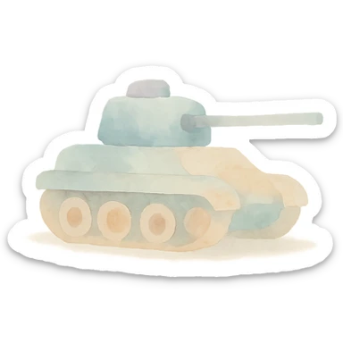 A tank in the style of watercolor art sticker