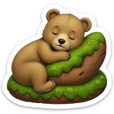 bear cub hugging moss pillow asleep sticker