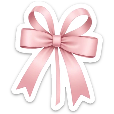 Single-loop thin and elongated ribbon bow, light pink, no double loops, minimalistic, elegant, sleek and slender sticker