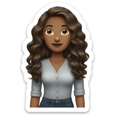 Brunette woman wavy hair medium kin sticker