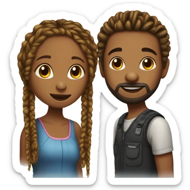 A girl with box braids and a boy with a short beard kissing sticker