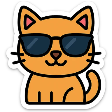 color outline icon of a cat wearing sunglasses sticker