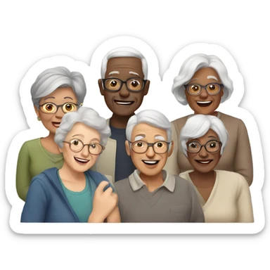 group of older adults sticker