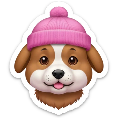 dog wearing a pink beanie sticker