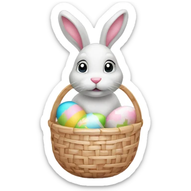 easter bunny with egg light pink basket sticker