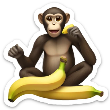 a monkey eating a banana sticker