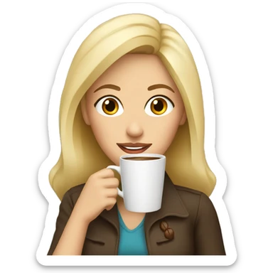 A blonde woman drinking coffee sticker
