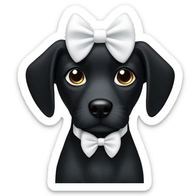 Black dog with white bows  sticker