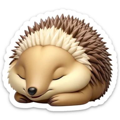 Meme-Worthy Cute Sleeping Echidna Portrait Emoji, Head resting peacefully with a contented smile, showcasing a delightfully compact build and a luxuriously soft spiky fur, eyes shut in a serene, restful nap, Simplified yet hilariously adorable features, highly detailed, glowing with a soft, drowsy light, high shine, relaxed and utterly lovable, stylized with an air of playful laziness, bright and heartwarming, soft glowing outline, capturing the essence of a comically sleepy echidna, so meme‐worthy it feels like it could instantly become the next viral sensation of adorable slumber! sticker