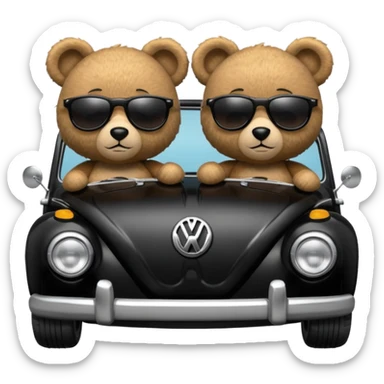 Two teddy bears in black Volkswagen  sticker