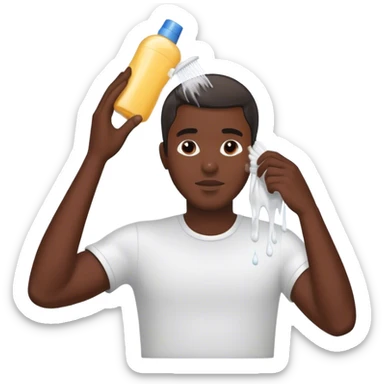 Black guy cleaning his hair with shampoo sticker